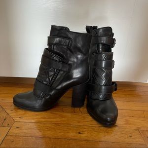 All Saints Triple Buckle  Quilted Ankle Boots 36